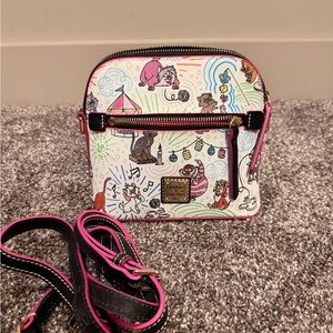 Dooney & Bourke White Crossbody Bag with Pink and Black Accents